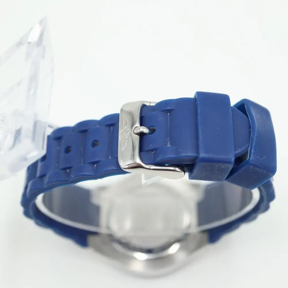 Invicta Mens Multifunction Watch 38mm White Dial Blue Bezel Silicone Strap